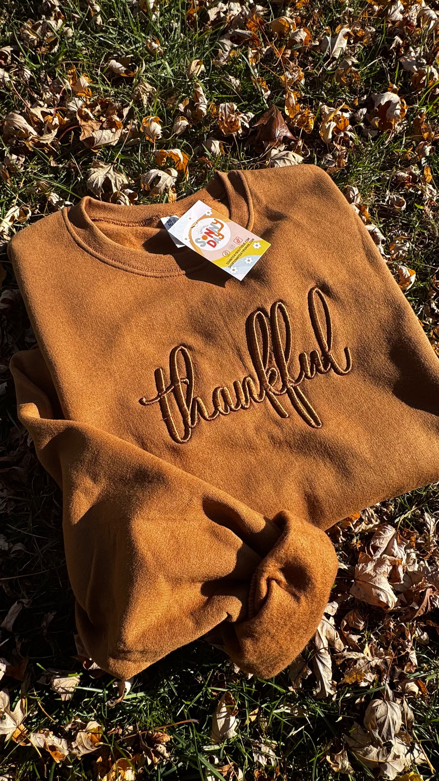 Thankful Puff Embroidered Crew