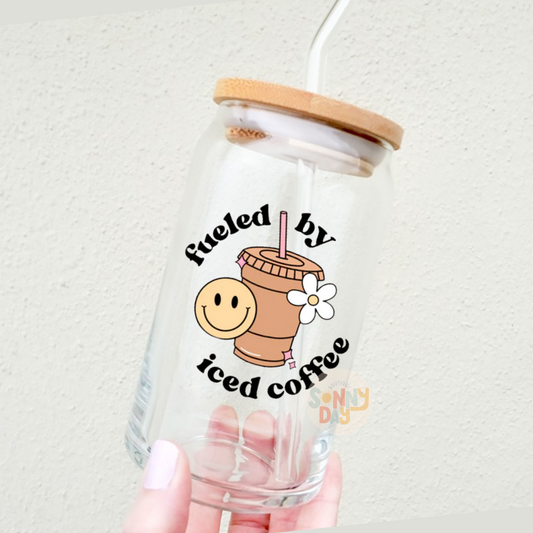 Fueled By Iced Coffee Glass Tumbler