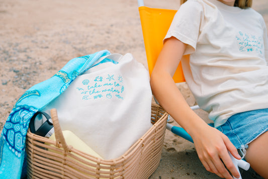 Take Me To The Water Embroidered Tote Bag