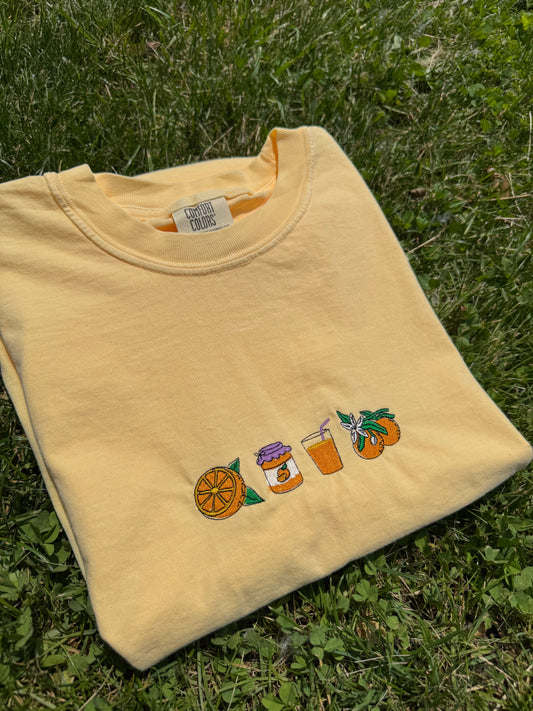 Orange Dreams Embroidered Tee