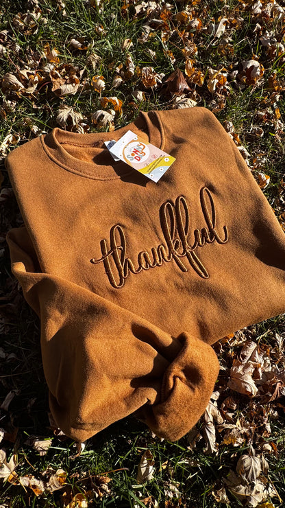 Thankful Puff Embroidered Crew