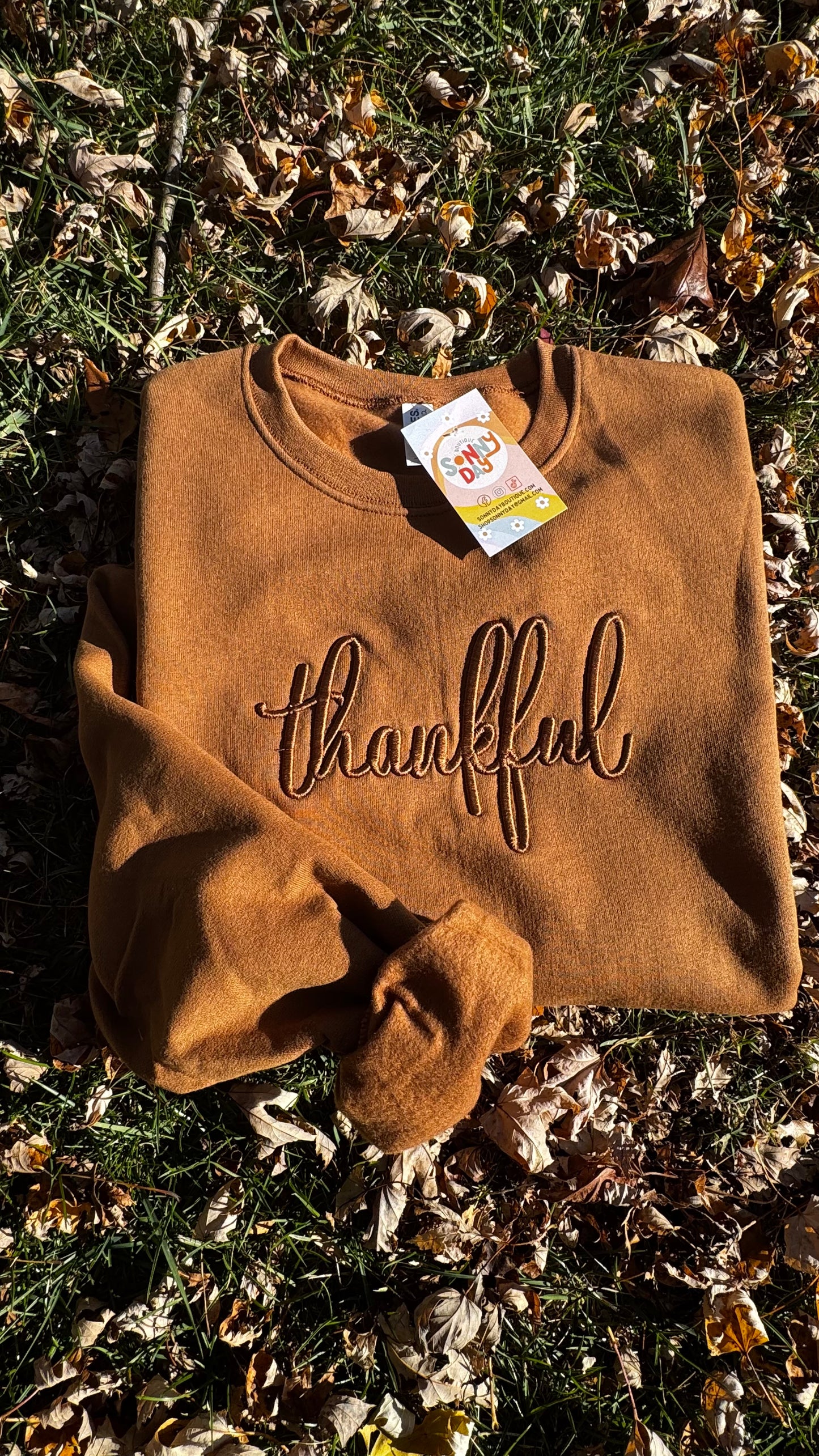 Thankful Puff Embroidered Crew