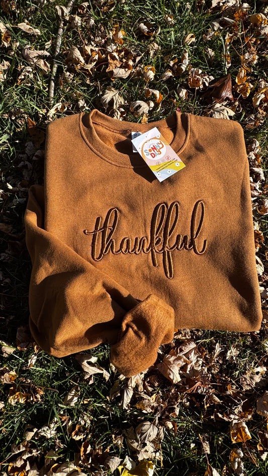 Thankful Puff Embroidered Crew