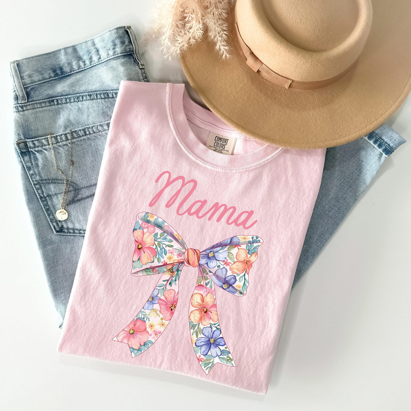 Mama Floral Bow Tee